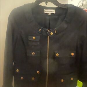 CHRIS BENZ Jacket in Navy Blue with Gold Accents